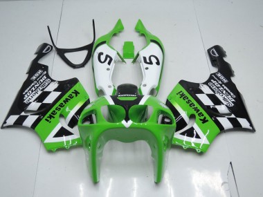 Green Black and White 1996-2002 Kawasaki Ninja ZX7R Fairings
