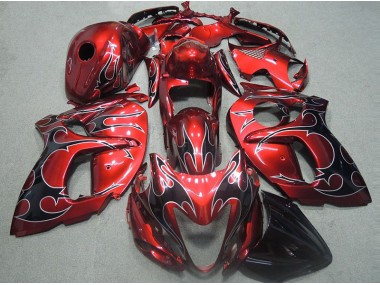 Red with Black Flame 1996-2007 Suzuki GSXR1300 Fairings