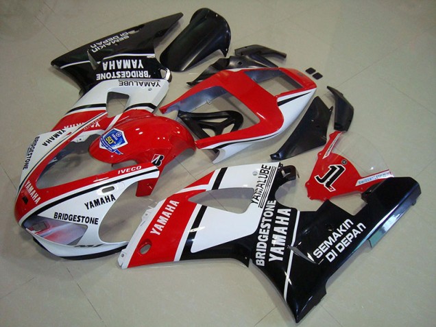 Black Red Stickers 1998-1999 Yamaha YZF R1 Fairings