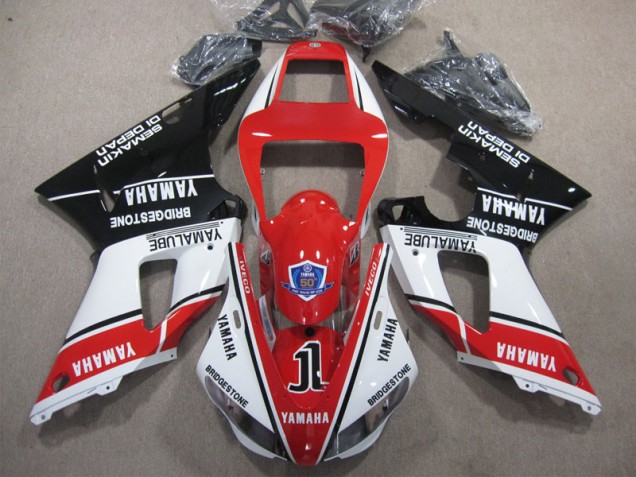 Red White Black 50 1998-1999 Yamaha YZF R1 Fairings