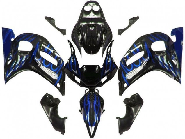 Black Blue Flame 1998-2002 Yamaha YZF R6 Fairings