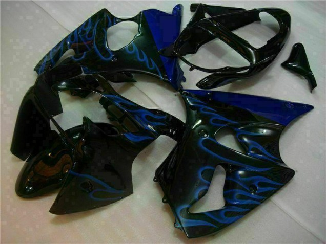 Black with Blue Flame 2000-2002 Kawasaki Ninja ZX6R Fairings Black with Blue Flame 2000-2002 Kawasaki Ninja ZX6R Fairings