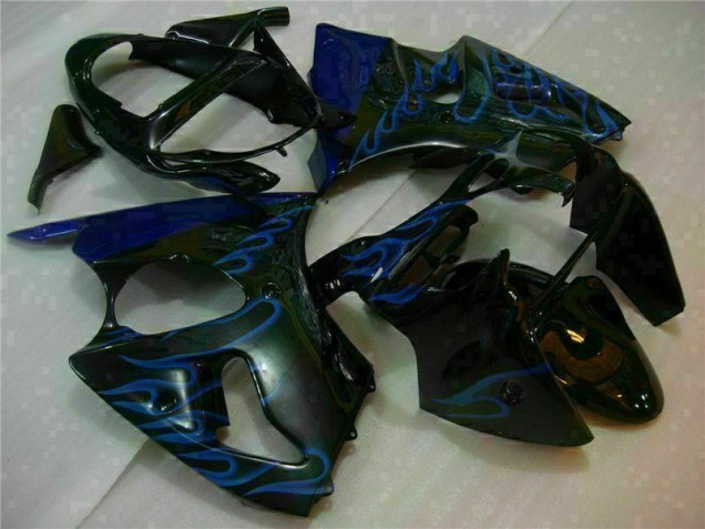 Black with Blue Flame 2000-2002 Kawasaki Ninja ZX6R Fairings Black with Blue Flame 2000-2002 Kawasaki Ninja ZX6R Fairings