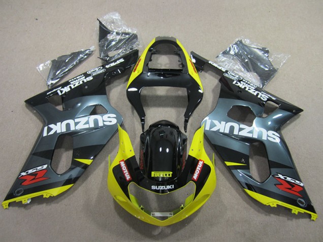 Black Yellow Motul 2001-2003 Suzuki GSXR600 Fairings