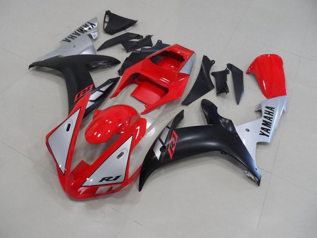 Red Matte Silver 2002-2003 Yamaha YZF R1 Fairings