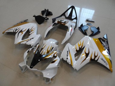White Gold Black Flame 2002-2013 Honda VFR800 Fairings