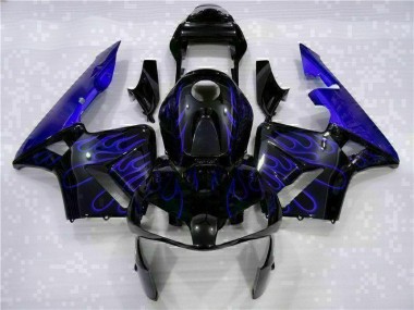 Black with Blue Flame 2003-2004 Honda CBR600RR Fairings