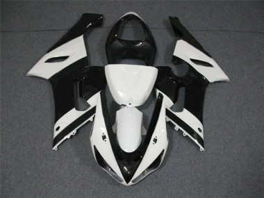 Black White 2005-2006 Kawasaki Ninja ZX6R Fairings