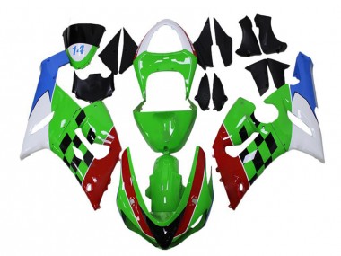 Green Red White Blue 2005-2006 Kawasaki Ninja ZX6R Fairings