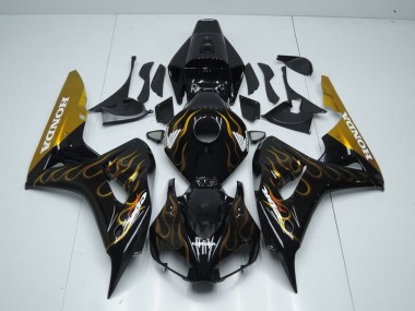 Black Gold Flame 2006-2007 Honda CBR1000RR Fairings