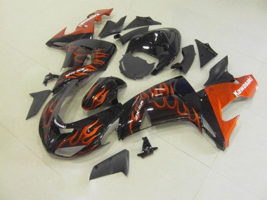 Orange Flame 2006-2007 Kawasaki Ninja ZX10R Fairings