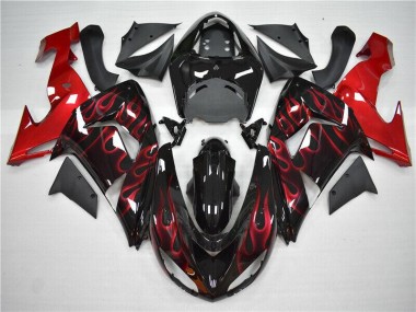 Red Flame 2006-2007 Kawasaki Ninja ZX10R Fairings