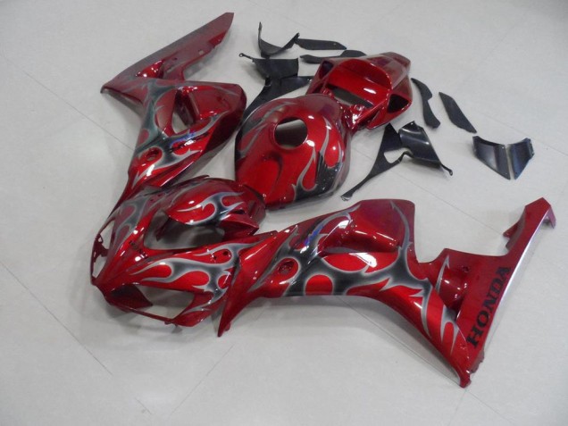 Red Silver Flame 2006-2007 Honda CBR1000RR Fairings Red Silver Flame 2006-2007 Honda CBR1000RR Fairings