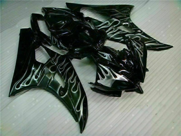 Silver Flame Black 2006-2007 Yamaha YZF R6 Fairings Silver Flame Black 2006-2007 Yamaha YZF R6 Fairings