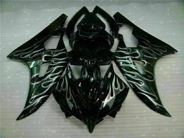Silver Flame Black 2006-2007 Yamaha YZF R6 Fairings Silver Flame Black 2006-2007 Yamaha YZF R6 Fairings