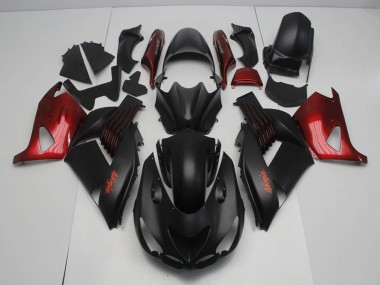 Matte Black and Red 2006-2011 Kawasaki Ninja ZX14R Fairings