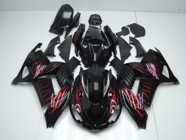 Red Flame 2006-2011 Kawasaki Ninja ZX14R Fairings