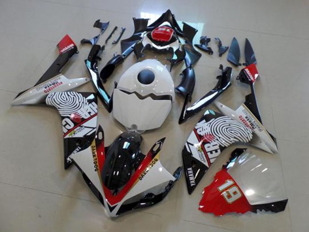 Black White Red 2007-2008 Yamaha YZF R1 Fairings