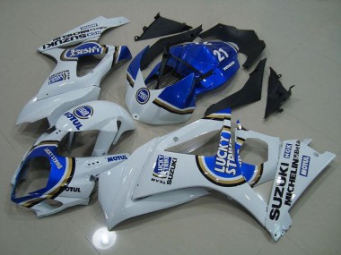 Blue Lucky Strike 2007-2008 Suzuki GSXR 1000 Fairings