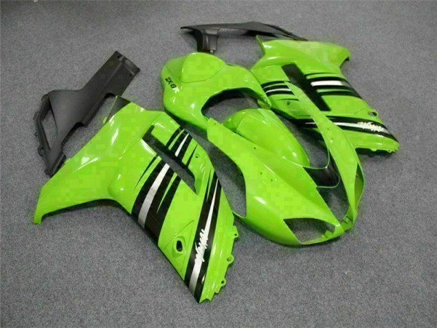 Green Black 2007-2008 Kawasaki Ninja ZX6R Fairings