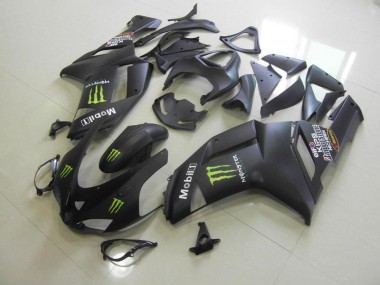 Matte Black Monster 2007-2008 Kawasaki Ninja ZX6R Fairings