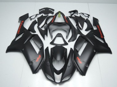 Matte Black with Red Sticker 2007-2008 Kawasaki Ninja ZX6R Fairings
