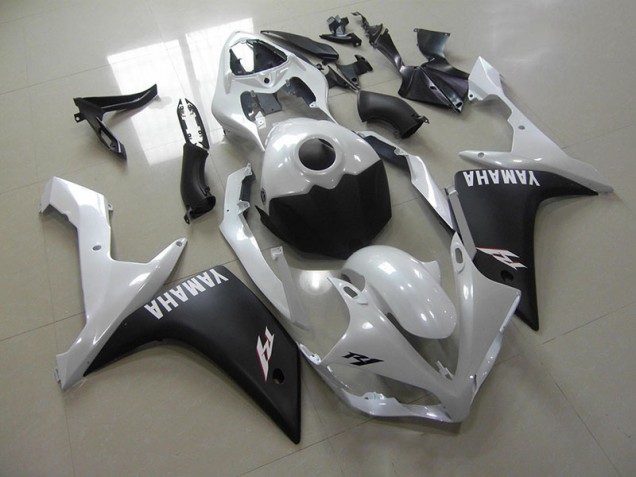 Pearl White Matte Black 2007-2008 Yamaha YZF R1 Fairings Pearl White Matte Black 2007-2008 Yamaha YZF R1 Fairings