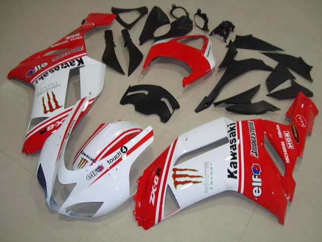 Red and White 2007-2008 Kawasaki Ninja ZX6R Fairings Red and White 2007-2008 Kawasaki Ninja ZX6R Fairings