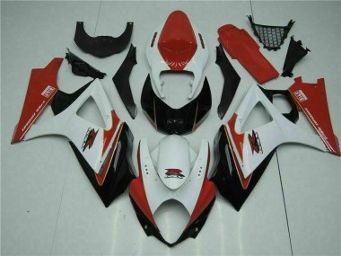 Red White 2007-2008 Suzuki GSXR 1000 Fairings