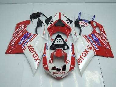 Pearl White New Xerox 2007-2012 Ducati 848 1098 1198 Fairings