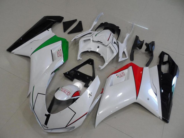 Peral White with Italy Flag 2007-2012 Ducati 848 1098 1198 Fairings Peral White with Italy Flag 2007-2012 Ducati 848 1098 1198 Fairings