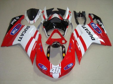 Red White 46 2007-2012 Ducati 848 1098 1198 Fairings