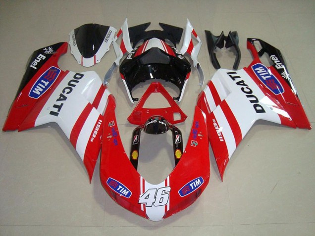 Red White 46 2007-2012 Ducati 848 1098 1198 Fairings Red White 46 2007-2012 Ducati 848 1098 1198 Fairings
