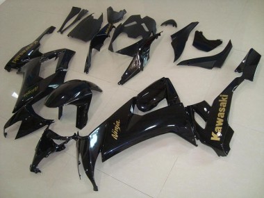 Glossy Black with Gold Sticker 2008-2010 Kawasaki Ninja ZX10R Fairings