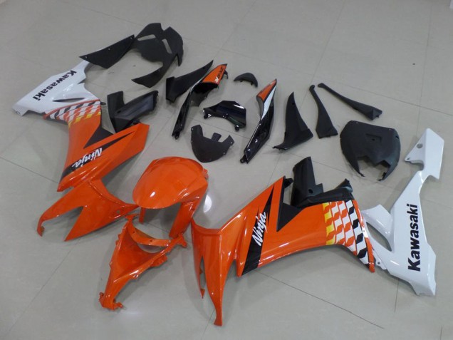 Orange and White 2008-2010 Kawasaki Ninja ZX10R Fairings