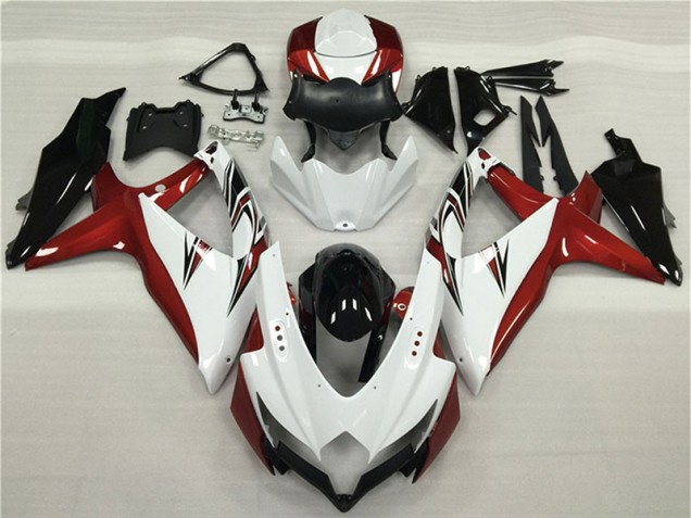White Red Black 2008-2010 Suzuki GSXR 600/750 Fairings