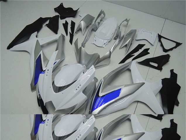 White Silver Blue 2008-2010 Suzuki GSXR 600/750 Fairings