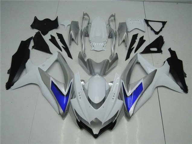 White Silver Blue 2008-2010 Suzuki GSXR 600/750 Fairings
