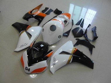 White and Black and Orange Race 2008-2011 Honda CBR1000RR Fairings