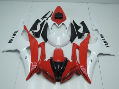 Red and Pearl White 2008-2016 Yamaha YZF R6 Fairings