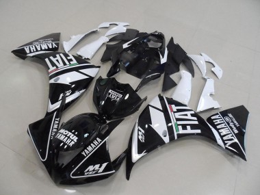 Black White Fiat 2009-2011 Yamaha YZF R1 Fairings