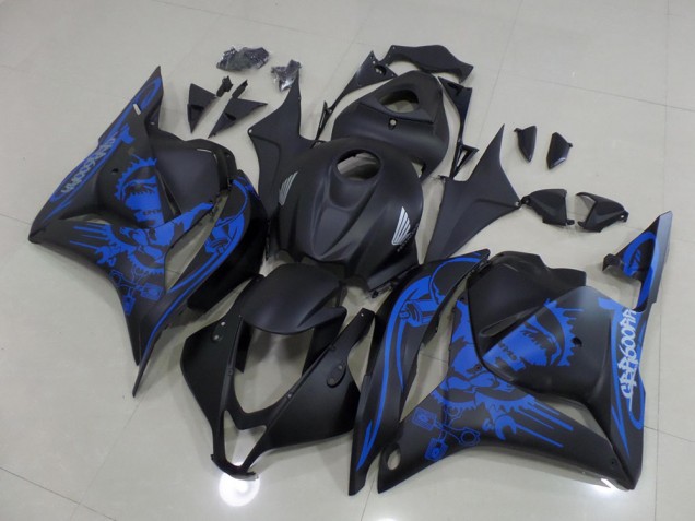 Matte Black Blue Skull 2009-2012 Honda CBR600RR Fairings Matte Black Blue Skull 2009-2012 Honda CBR600RR Fairings