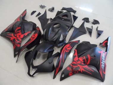 Matte Black with Red Skull 2009-2012 Honda CBR600RR Fairings