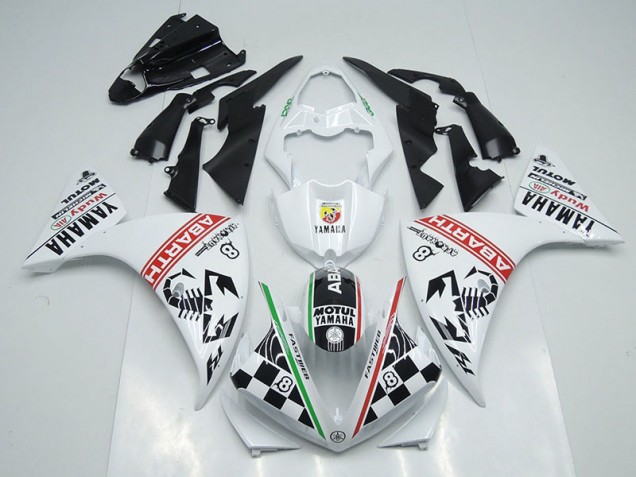White Black Abrath 2012-2014 Yamaha YZF R1 Fairings