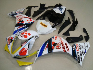 White Black Pepe Phone 2012-2014 Yamaha YZF R1 Fairings