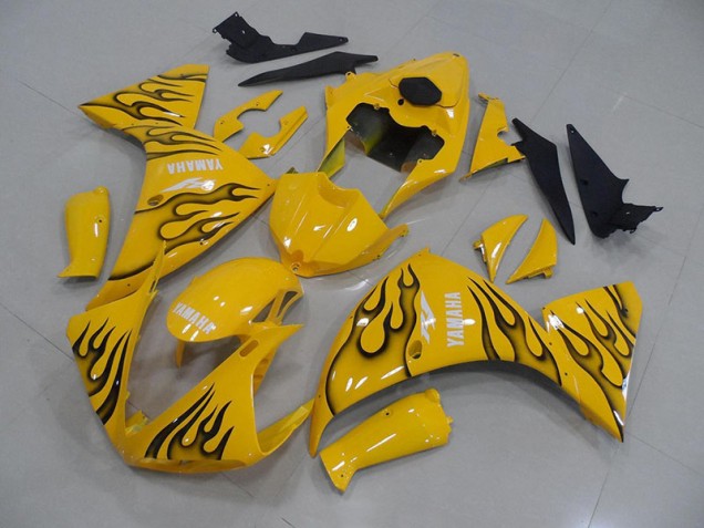 Yellow Black Flame 2012-2014 Yamaha YZF R1 Fairings