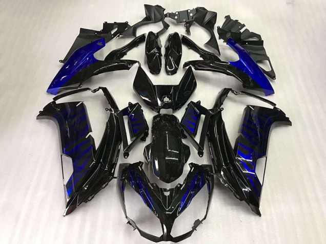 Black Blue Flame 2012-2016 Kawasaki Ninja EX650 Fairings